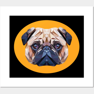 Funny Pug Polygon Dog Head Pet Gift Posters and Art